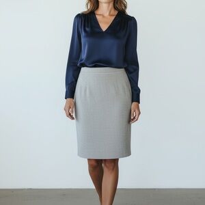 Tailored Light Tan Pencil Skirt - Women's Professional Staple
